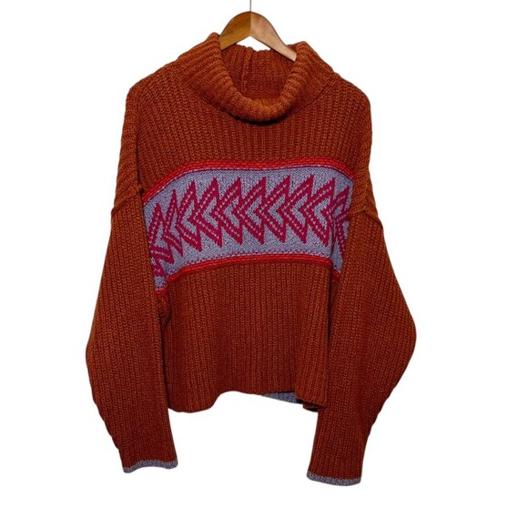 Free People Slouchy Chunky Oversized Granola Thick Knit Whimsigoth Orange Small - Picture 4 of 11